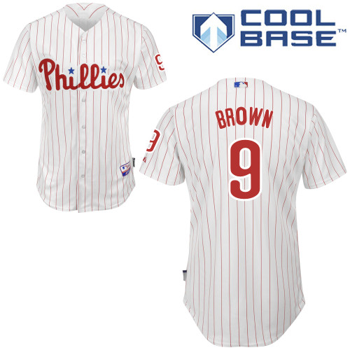 Domonic Brown #9 MLB Jersey-Philadelphia Phillies Men's Authentic Home White Cool Base Baseball Jersey
